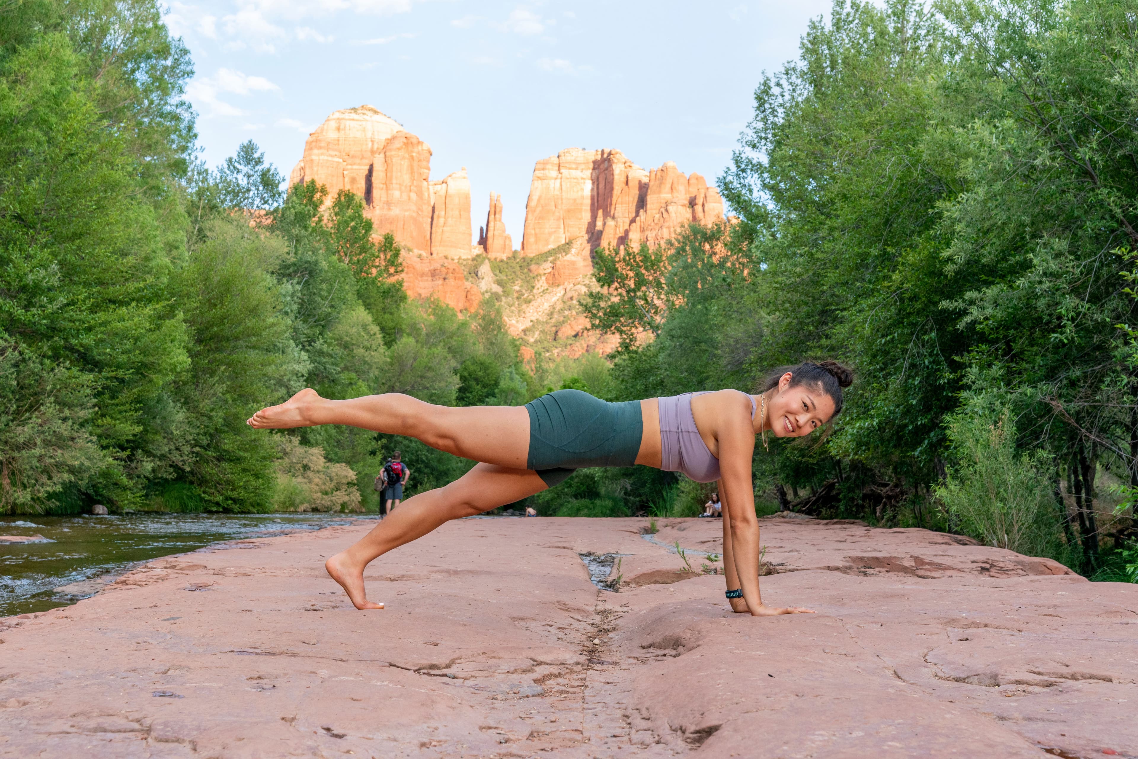 Hydrow Athlete Christie does a Pilates workout in Sedona.