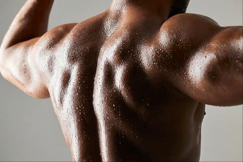 muscular man's back flexing after a workout