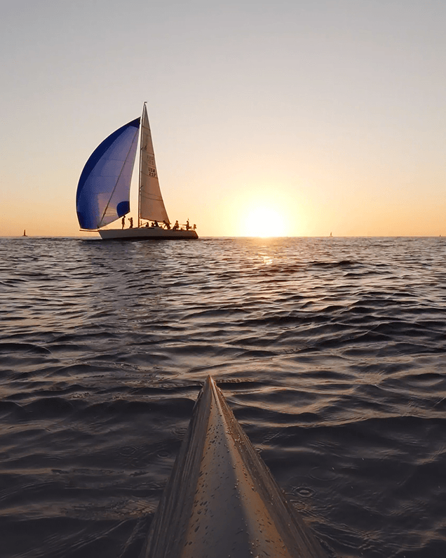 Waikiki Beach rowing at sunset