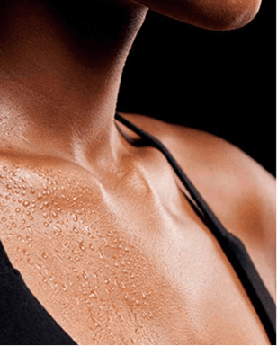 Close up of perspiration during a hydrow workout