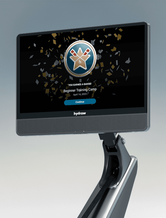 Badges & Milestones displayed on Hydrow monitor