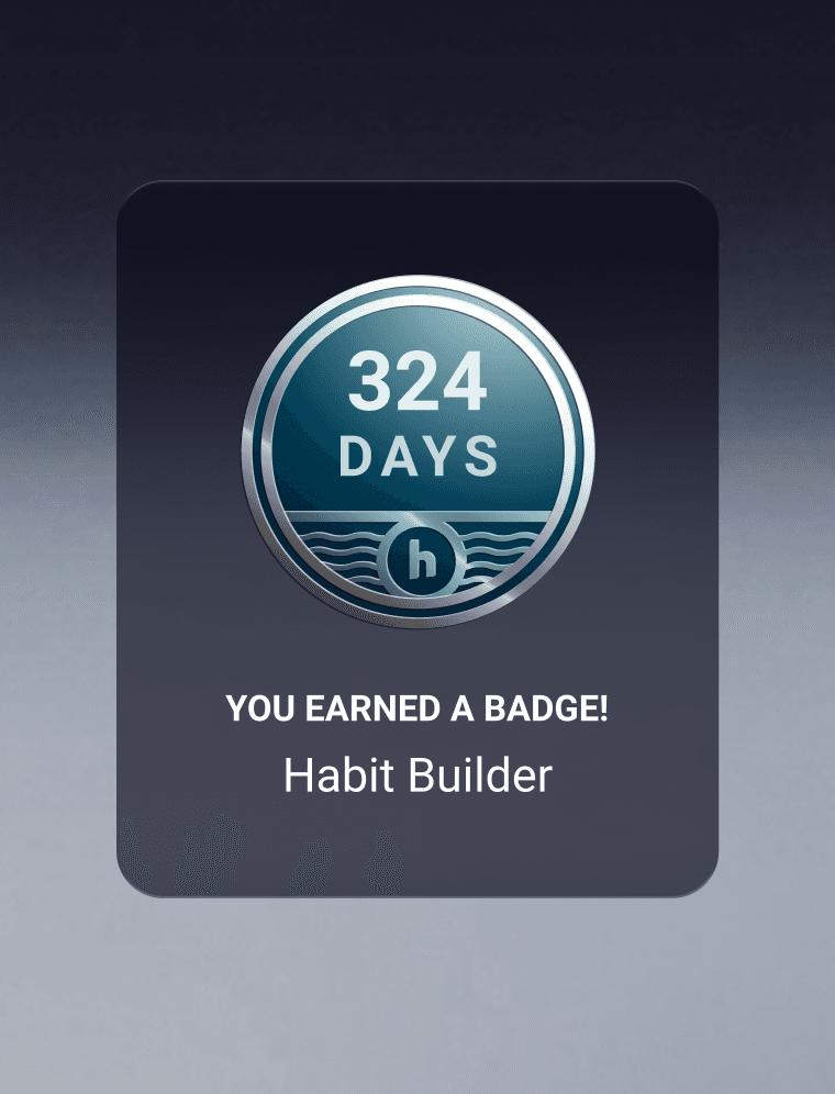 Hydrow achievement badge celebrating a 324-day Habit Builder milestone