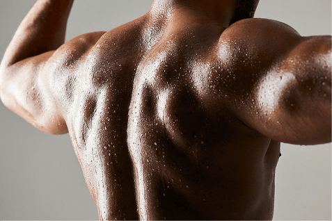 muscular man's back flexing after a workout