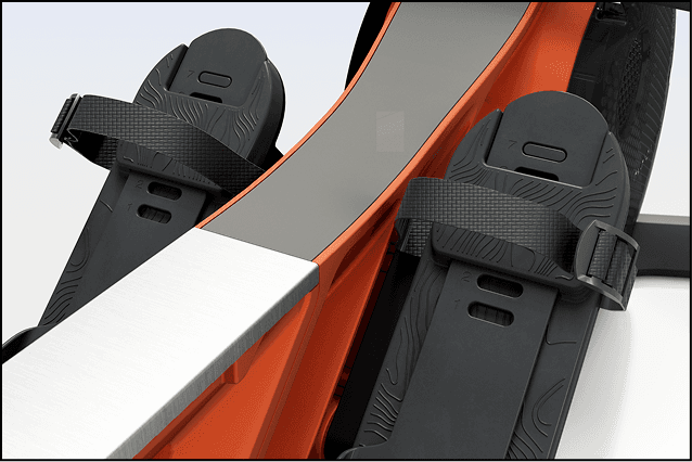 Close-up detail of the Hydrow Wave rail