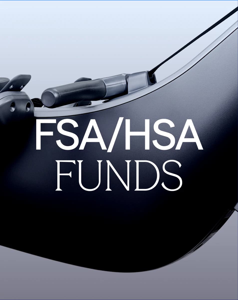 Close-up of a Hydrow rower with FSA/HSA Funds text overlay